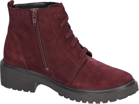 Waldlaufer Womens 716807 901 020 Bordo H-Luise Wide Fitting Lace Up Zip Up Ankle Boots