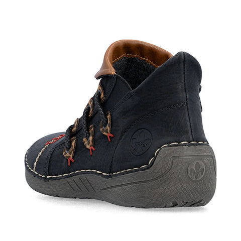 Rieker 72581-00 Black Womens Casual Comfort Zip Up Ankle Boots