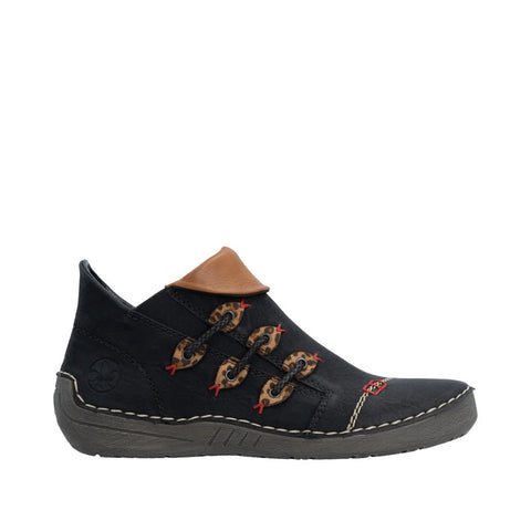 Rieker 72581-00 Black Womens Casual Comfort Zip Up Ankle Boots