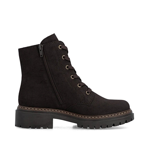 Rieker 72617-25 Brown Womens Casual Comfort Lace Up Zip Up Leather Ankle Boots