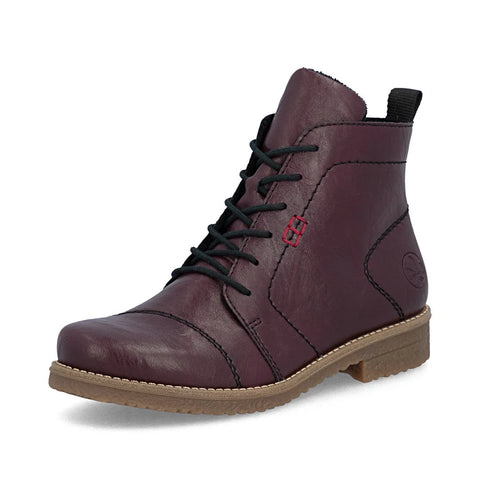Rieker 73500-30 Purple Womens Casual Comfort Zip Up Leather Ankle Boots