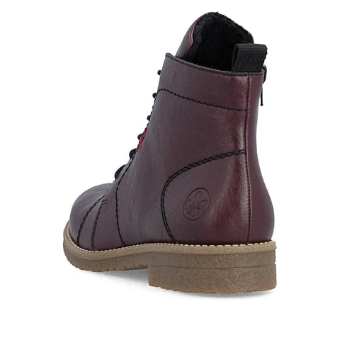 Rieker 73500-30 Purple Womens Casual Comfort Zip Up Leather Ankle Boots
