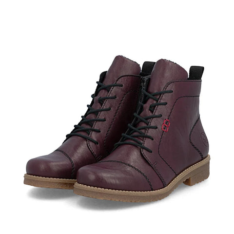 Rieker 73500-30 Purple Womens Casual Comfort Zip Up Leather Ankle Boots