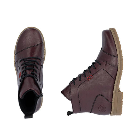 Rieker 73500-30 Purple Womens Casual Comfort Zip Up Leather Ankle Boots