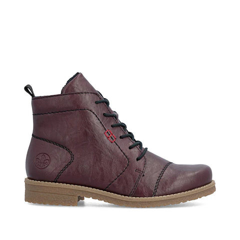 Rieker 73500-30 Purple Womens Casual Comfort Zip Up Leather Ankle Boots