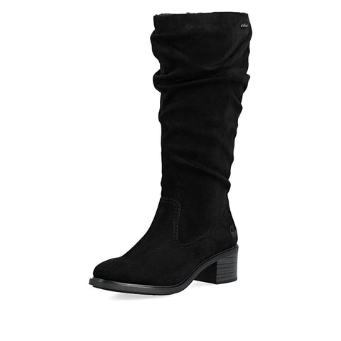 Rieker 74192-00 Black Womens Casual Comfort Zip Up Knee High Boots