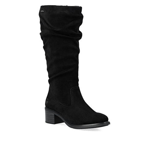 Rieker 74192-00 Black Womens Casual Comfort Zip Up Knee High Boots