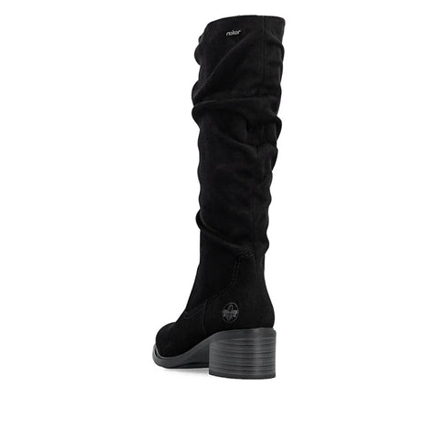Rieker 74192-00 Black Womens Casual Comfort Zip Up Knee High Boots