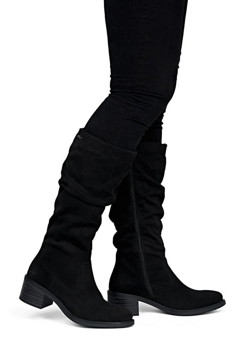 Rieker 74192-00 Black Womens Casual Comfort Zip Up Knee High Boots