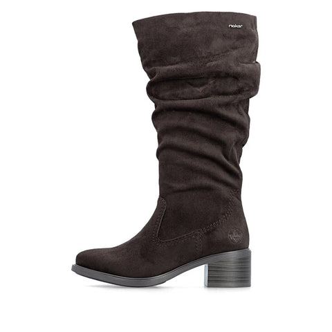 Rieker 74192-25 Brown Womens Casual Comfort Zip Up Knee High Boots
