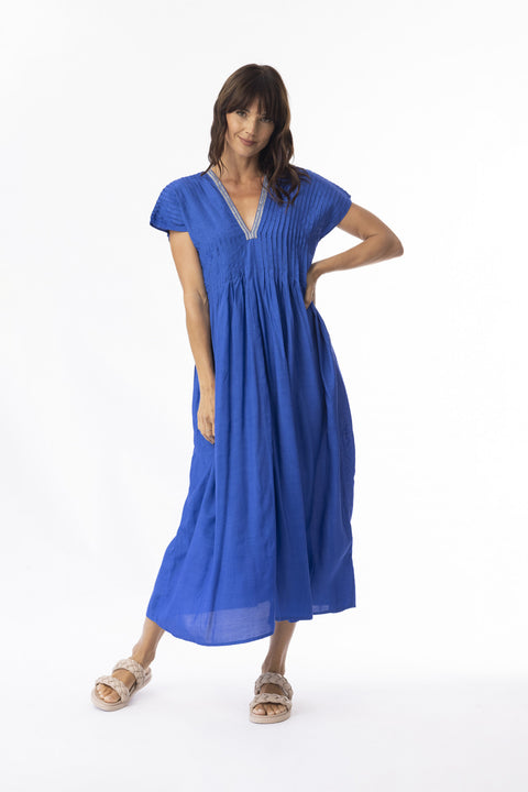 Escape By OQ Lux Dress Pleated Ibiza Blue 51903