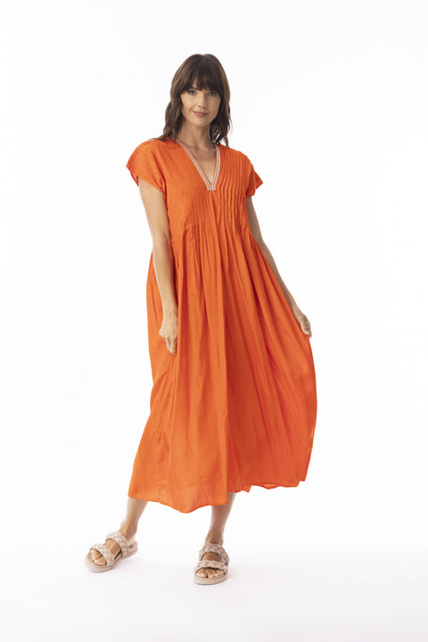 Escape By OQ Lux Dress Pleated Mandarin 51903