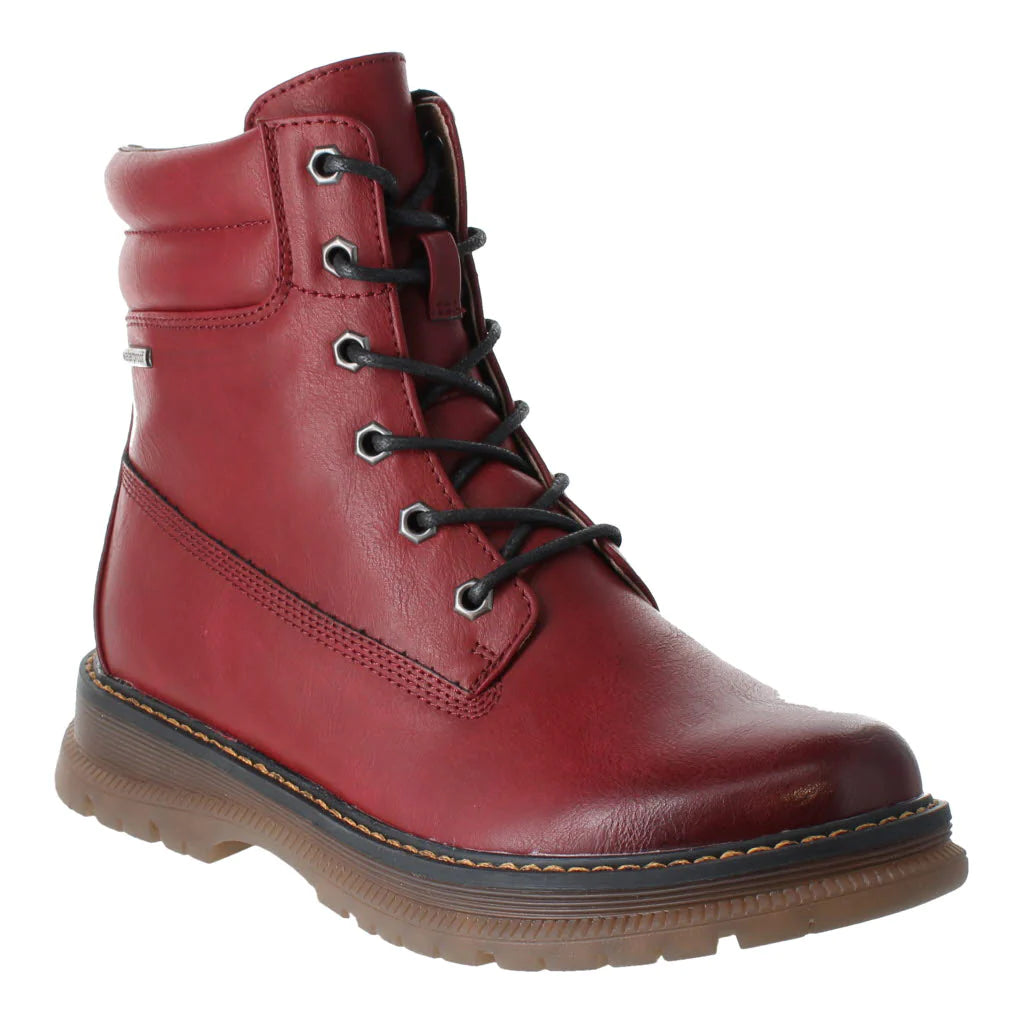 Womens red lace up boots sales