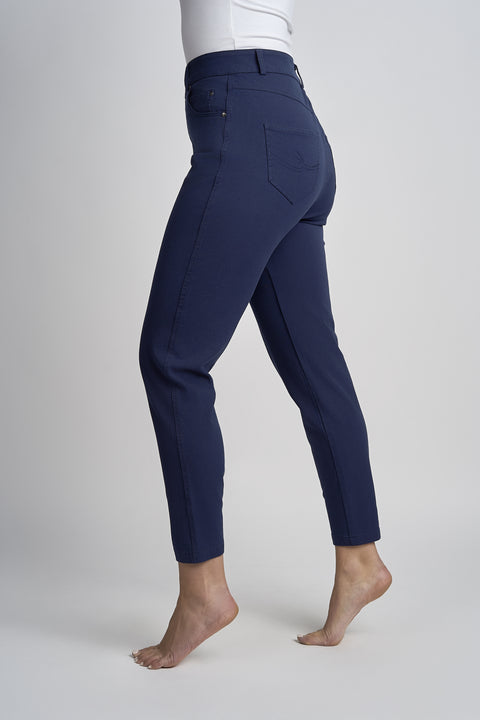 Pinns Womens 780CT Navy Four Way Stretch Slim Fit Ankle Grazer Trousers