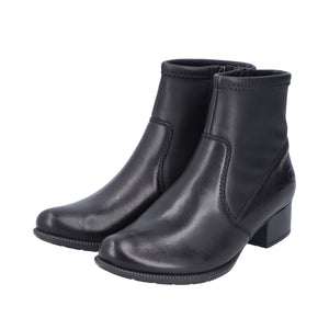Rieker 78674-00 Black Womens Comfort Heeled Ankle Boots