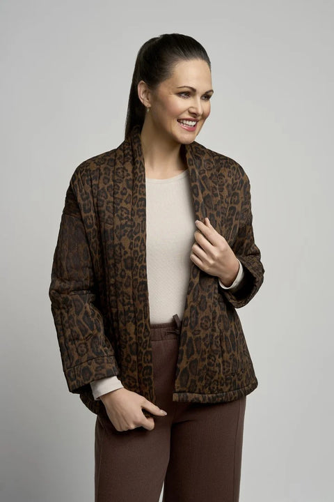 Pinns 790JK Chocolate Animal Leopard Print Quilted Jacket