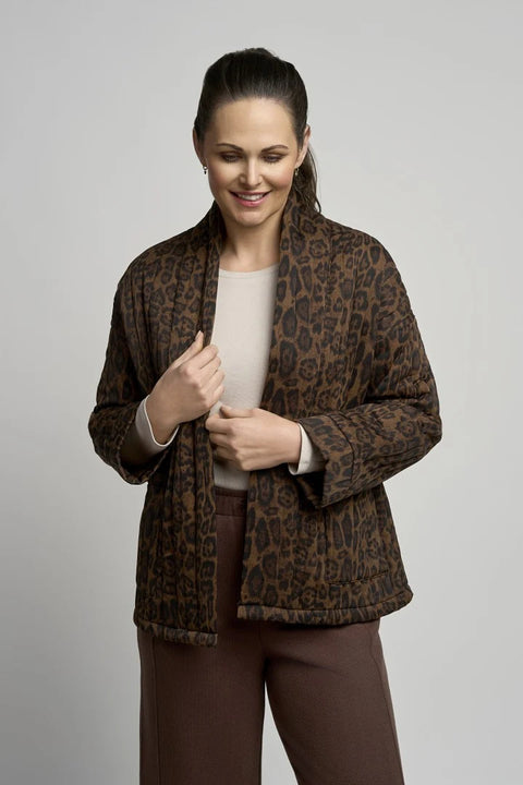 Pinns 790JK Chocolate Animal Leopard Print Quilted Jacket