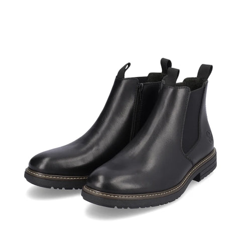 Rieker 33180-00 Black Mens Casual Smart Leather Zip Up Ankle Boots