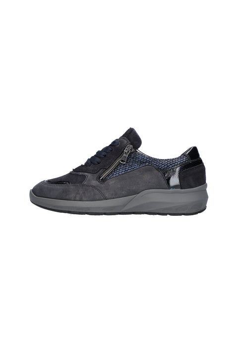 Waldlaufer 831004 984 341 M-Tonia Classi Taipei Order Molly Marine Notte Womens M Fitting Zip Up Lace Up H Fitting Leather Trainers