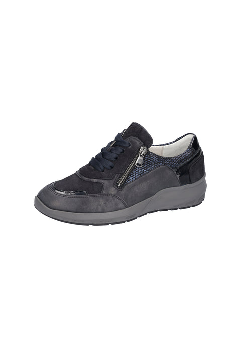 Waldlaufer 831004 984 341 M-Tonia Classi Taipei Order Molly Marine Notte Womens M Fitting Zip Up Lace Up H Fitting Leather Trainers
