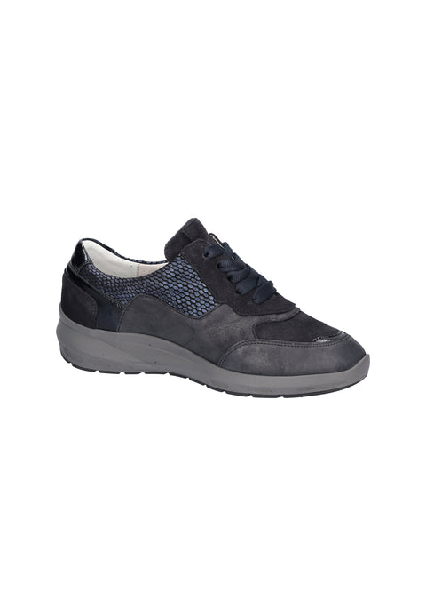 Waldlaufer 831004 984 341 M-Tonia Classi Taipei Order Molly Marine Notte Womens M Fitting Zip Up Lace Up H Fitting Leather Trainers