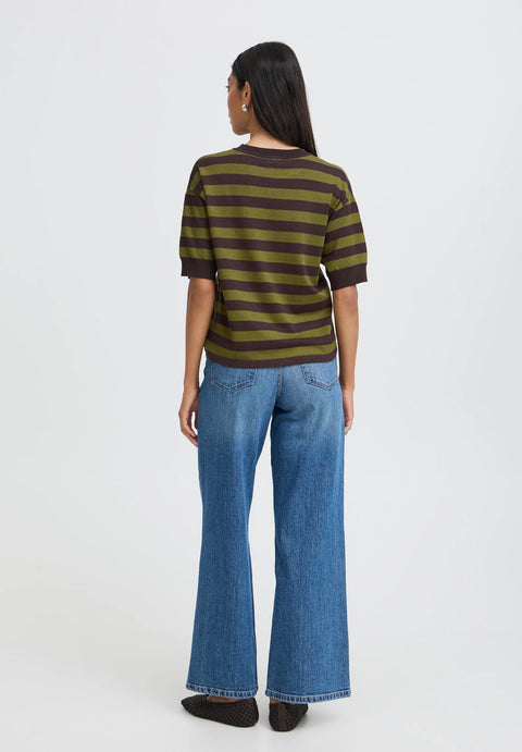 B.YOUNG 20814397 BYMMORLA AVOCADO JAVA STRIPE TSHIRT