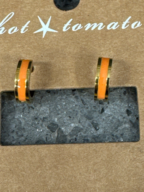 E - Mini Stripe Hoop - Mango - S.Steel W/18K Gold PVD