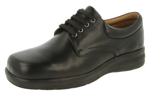 EasyB 89211A Bob Black Mens Casual Comfort Leather Wide 2V Fit Shoes