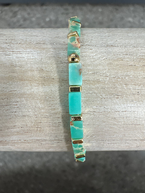 Hot Tomato Bracelet - Stone Slip String - Turquoise/Gold
