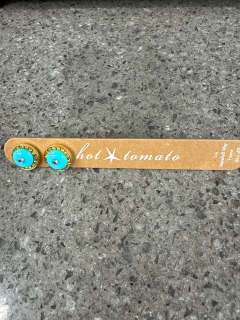 E - Stud - Bead & Bearings - Azure W/Lime Crystal