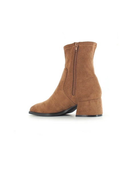 Ella Sammy Tan Faux Suede Womens Block Heel Ankle Boots