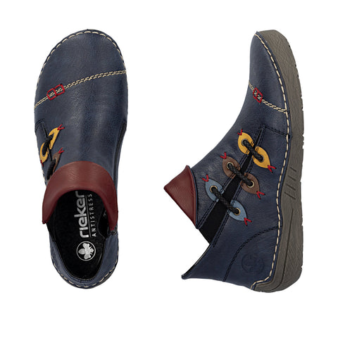 Rieker 72581-14 Blue Womens Casual Comfort Zip Up Ankle Boots
