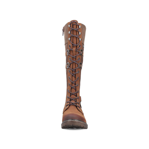 Rieker 94732-25 Brown Womens Lace Up Zip Up Knee High Boots