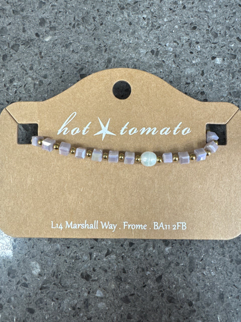 Hot Tomato Friendship Bracelet Crystals with gold plated stainless steel - Lilac & Pea