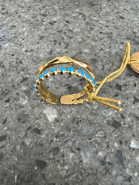 R - Bobbin & Twist Delft Blue - Adjust / S.Steel W/18K Gold