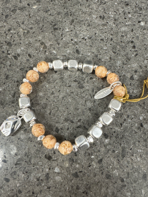Hot Tomato Bracelet Copper Shimmer bead with worn silver