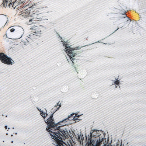 Eco Chic Beige Whimsy Hedgehogs Recycled Lightweight Foldable Reusable Shopping Bag
