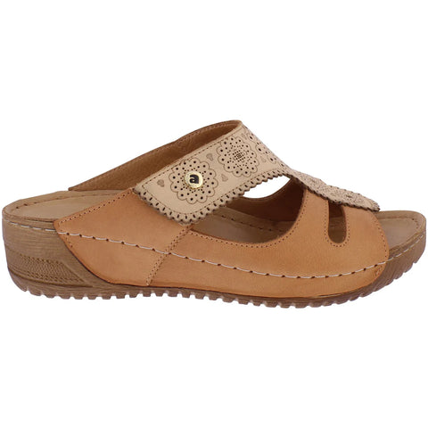 Adesso Cotton Salted Caramel Womens Leather Sandals Mules