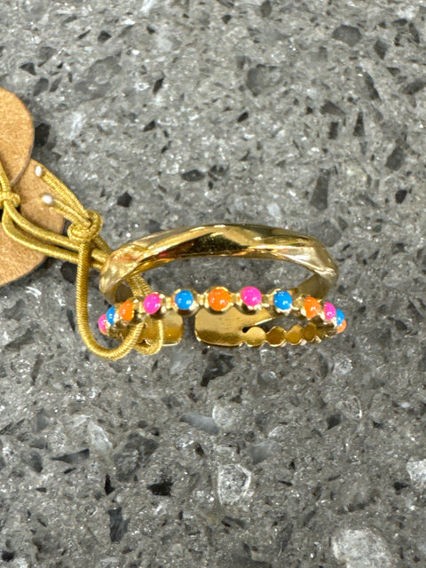 R - Bobbin & Twist Multi Col - Adjust / S.Steel W/18K Gold P