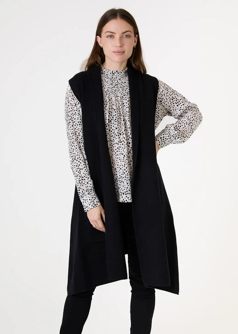 Dreams AA0345 Black Cashmere Like Doubleknit Roll Collar Gilet