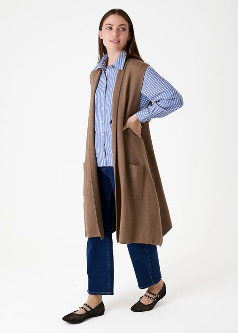 Dreams AA0345 Mink Cashmere Like Doubleknit Roll Collar Gilet