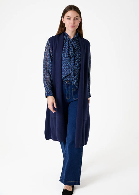 Dreams AA0345 Navy Cashmere Like Doubleknit Roll Collar Gilet