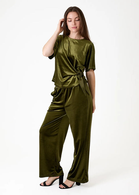 Dreams Womens AA0553 Forest Velvet Straight Leg Trouser