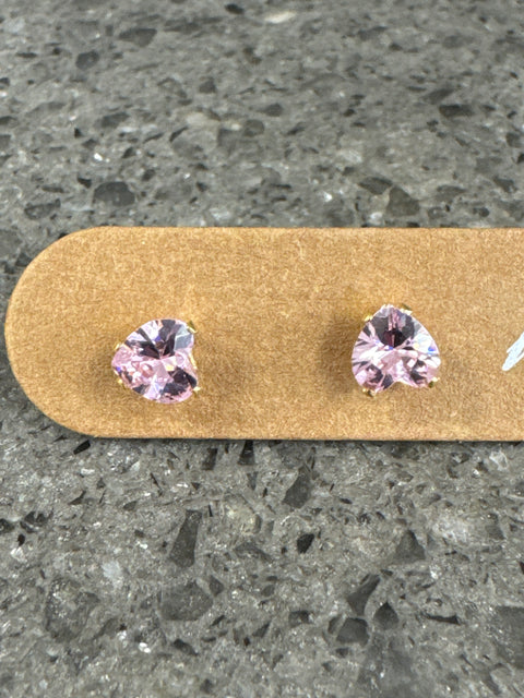 E - Micro Heart Crys Studs - Stainless Steel - 18K Gold - Ro
