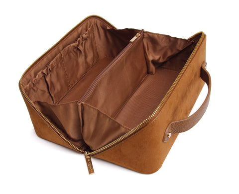Alice Wheeler Suede Kensington Train Case Fudge