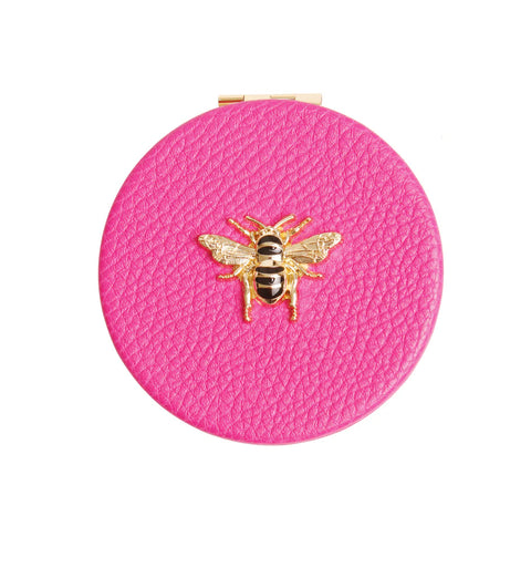 Alice Wheeler Round Compact Mirror Hot Pink