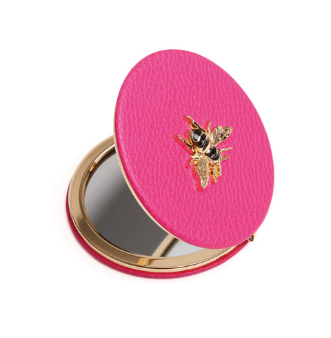 Alice Wheeler Round Compact Mirror Hot Pink