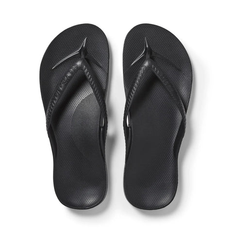 Archies Classic Black Mens Womens Arch Support Flip Flops