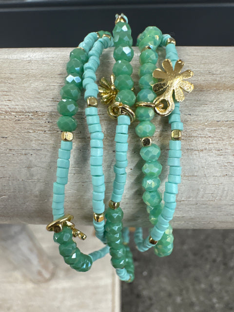 Hot Tomato Bracelet - Multi Strand Sizzler - Aqua Flow