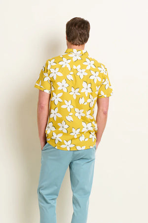 Brakeburn Mens Yellow Flower Short Sleeve Shirt